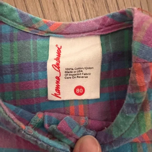 Vintage Hanna Andersson: Plaid Cotton Dress & Bloomers Set: Size 80cm 18-24m - Picture 8 of 11